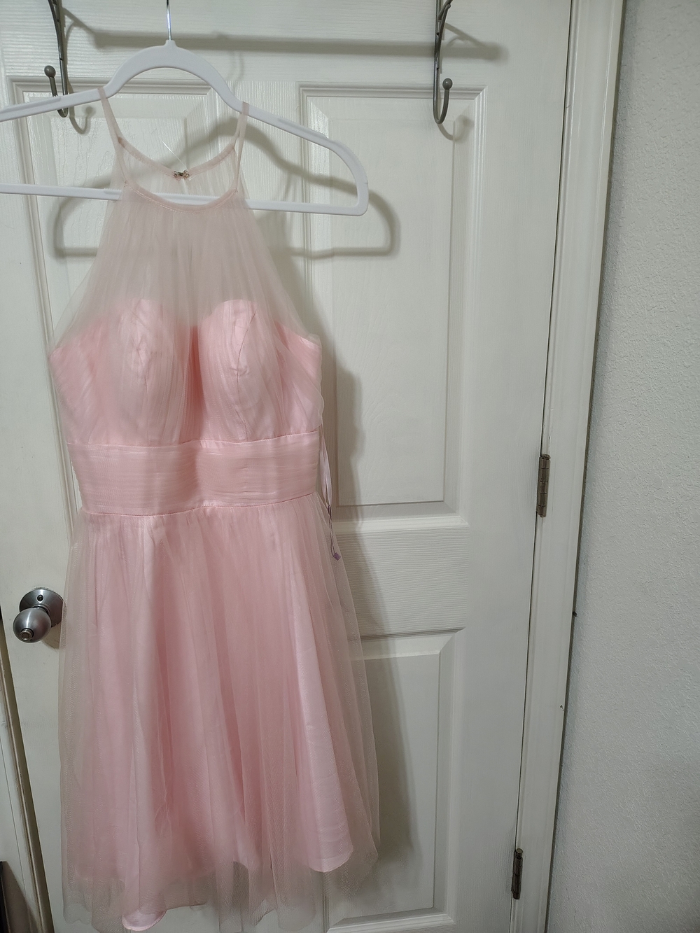 New Abby Paris Halter Tulle Cocktail Dress in Light Pink Women Size 4 Bridesmaid